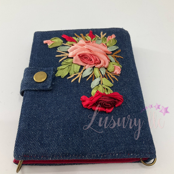 Red Rose Embroidery Passport Wallet & Silk Mask, Wedding Gift,Versatile Washable - Picture 5 of 16